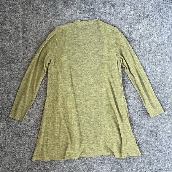 Eileen Fisher Green Sheer Fishnet Wool Open Front Cardigan - Picture 4 of 4